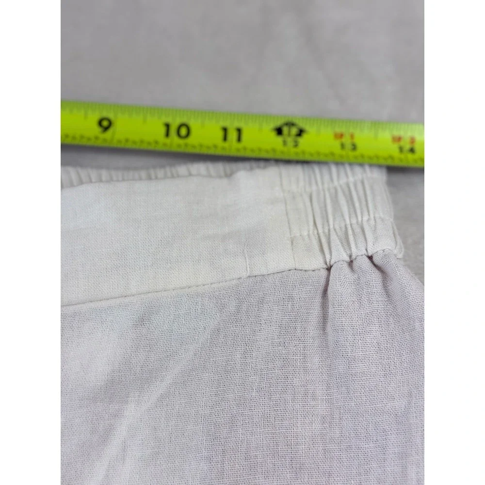 Zara Womens S White Linen Blend Wide Leg Pants Coastal Minimalist Quiet Luxury